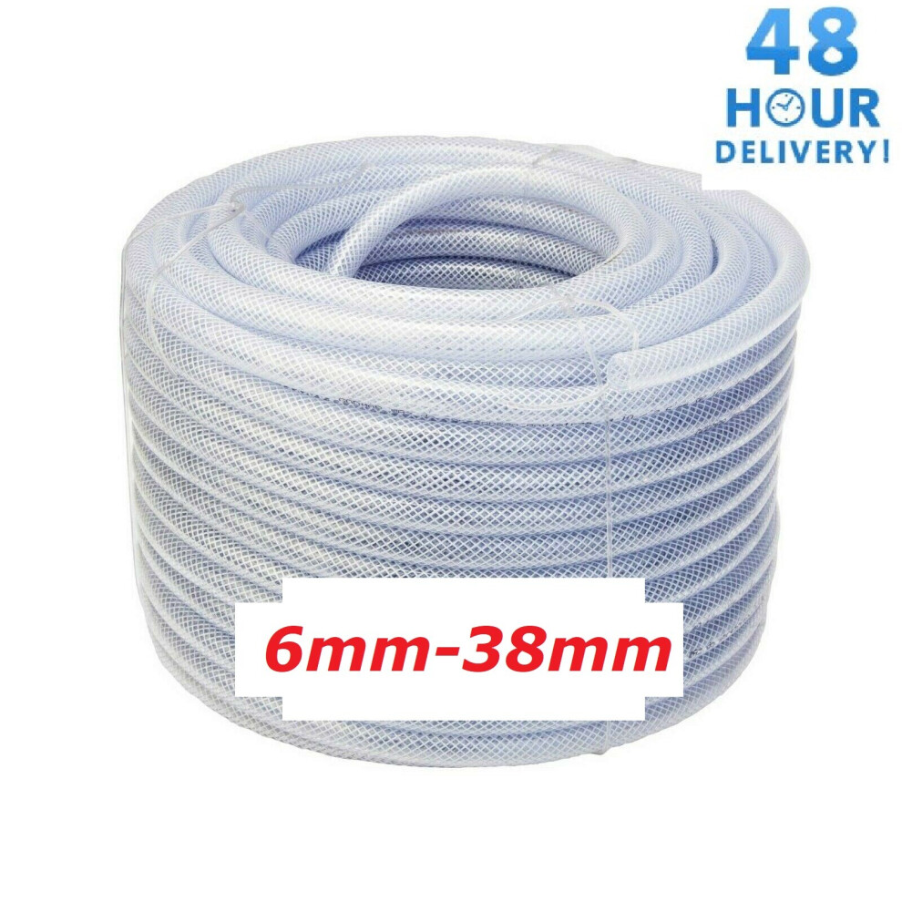 (4M, Id 9Mm X Od 14Mm) Pvc Hose Pipe Reinforced Clear Flexible Braided Food/Oil Grade Water Tube 6-38Mm 5063873045047