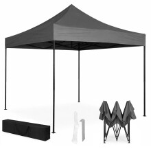 Carpa automática para eventos de jardín de 3x3 m, estructura de acero, color gris.