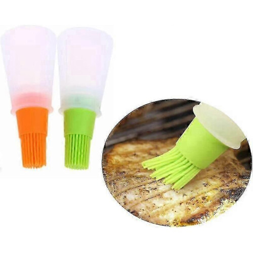 Bbq/pastry Basting Brushes Set Of 2,green And Orange 1