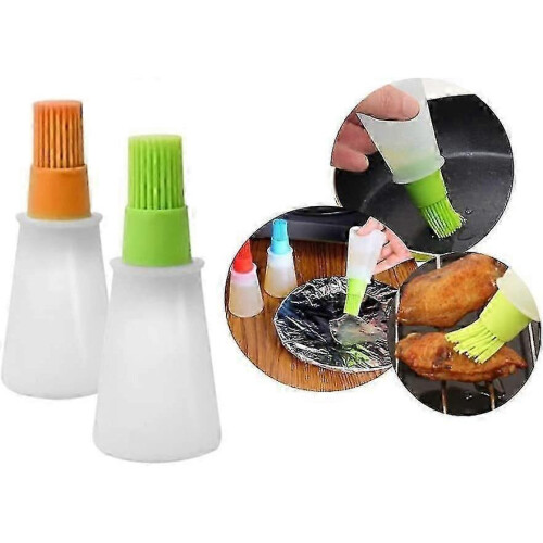 Bbq/pastry Basting Brushes Set Of 2,green And Orange 2