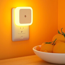 Warm Night Lights Plug Into Wall,4 Colors Led Christmas Light Bulb Bed Lights With Auto Sensor For Kids Bedroom Kitchen Hallway (Yellow)