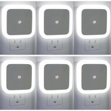0.5w Plug-In Smart Sensor Night Light, Bright Night Light, Automatic Switch, Suitable For Kitchens, Bathrooms, Bedrooms, Hallways, 6-Pack (White)