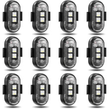 12 pezziLuce LED, luce stroboscopica LED wireless con telecomando, 8 colori, IP65, adatta per droni, aeroplani radiocomandati e biciclette.