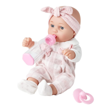 Bambola da 30,5 cm (circa 12") con panno rosa, ciuccio, copertina in microfibra e biberon. Adatta a bambini di età superiore a 3 anni.