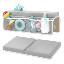 (Gray) Bath Kneeler and Elbow Rest Pad Set , Baby Bath Kneeler Pads, Anti-Slip Cozy Knee & Arm Support Bathtub Mat Gray