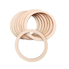 100PCS 6cm Unfinished Wood Flat Rings Circle for DIY Craft, Ring Pendant and Connectors Jewelry Making