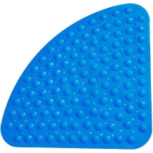 Shower Mat Section Triangle Clear, Non-Slip and Anti-Mildew with Massaging Effect and Drainage Hole for Corner Shower or Bathtub, PVC, Blue, Small