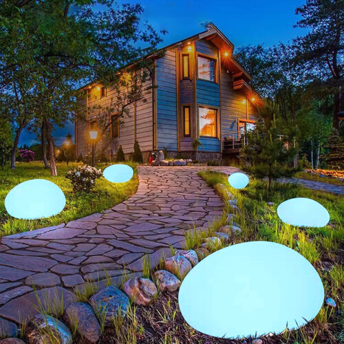 Solar Pebble Stone Lamp Outdoor Decorative Rock Light Set 1