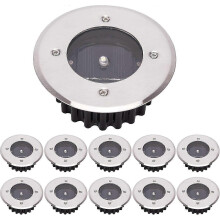 10 Pack LED Solar Ground Lights, IP65 Waterproof, Cool White Round, Energy Class A+