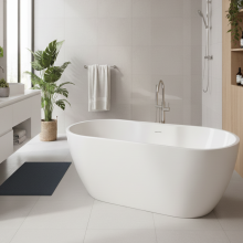 Voda Design Florence 1 1455mm Freestanding Double Ended Bath (Slim Oflow White Waste)