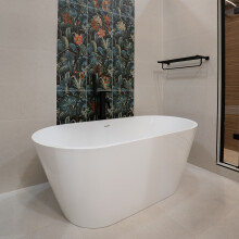 Voda Design Dublin 1500mm Freestanding Double Ended Bath White Waste