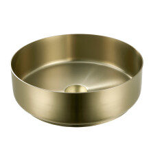 Voda Design Premium Metal Stainless Steel 400mm Round Countertop Basin - Brushed Brass