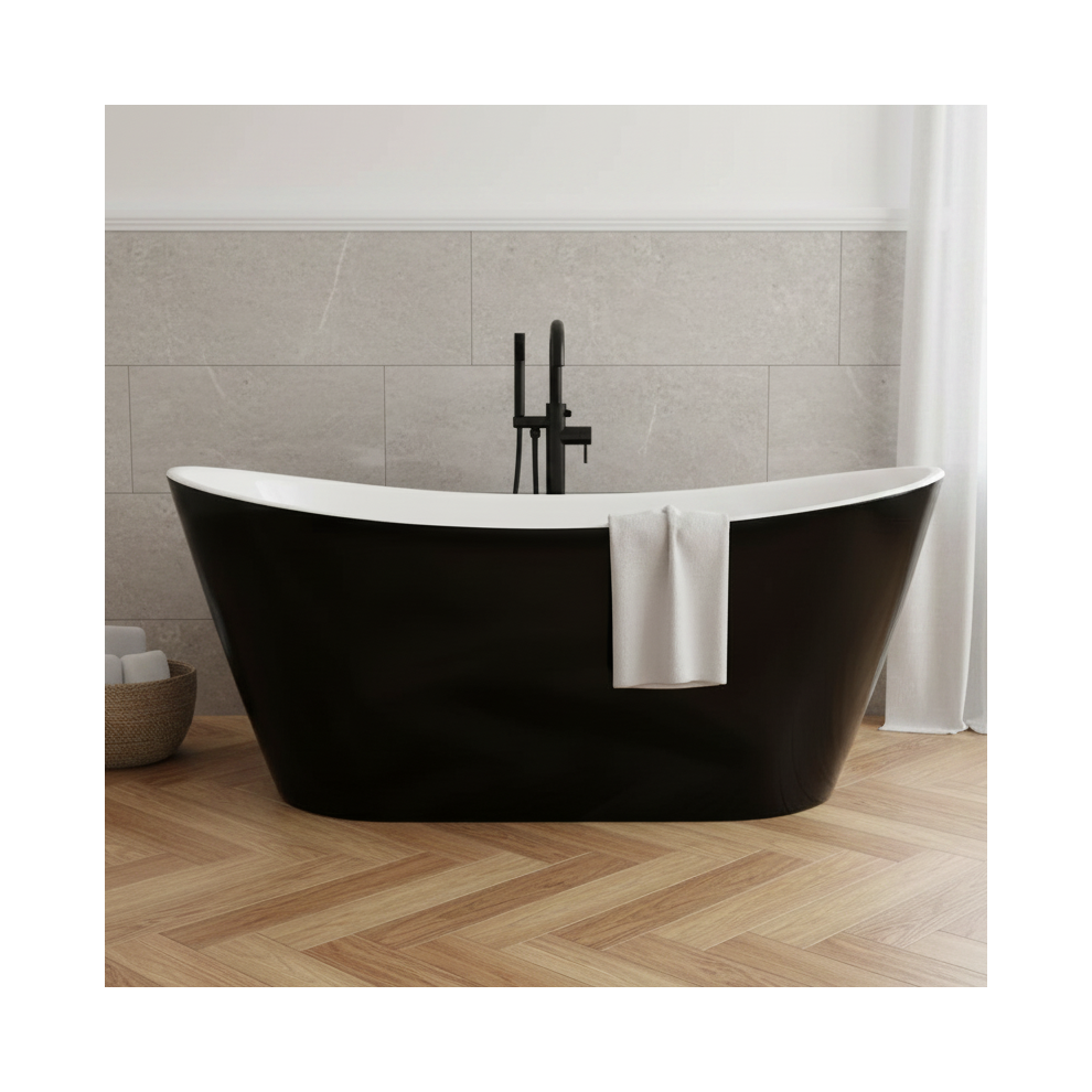 Voda Design Loco 1500Mm Freestanding Bath - Waste Slim Overflow Black/White