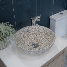 Venecia Terazzo Stone Mix Wash Basin - 35x35x13cm - Grey