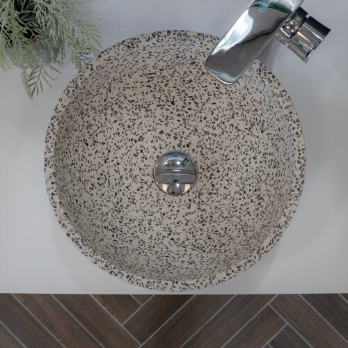 Terazzo Stone Mix Wash Basin - 35x35x13cm - Grey