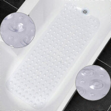 Extra Long Non-Slip Bath Mat with 200 Suction Cups, 40.5 x 101cm, Transparent Clear Shower Mat for Bathtub Safety