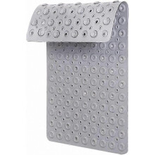 Non-Slip Shower Mat with Anti-Mold Feature, Thick Rubber Backing and Large Suction Cups, 70 x 40cm, Grey for Bathroom and Bathtub Safety