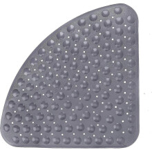 Non-slip Shower Mat for Bathtub with Drainage Port for Shower Or Tub, Pvc Triangle Bath Mat 54 X 54 Cm, Gray