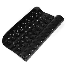 PVC Soft Non-Slip Bathroom Mat Bathtub Shower Floor Mat with Suction Cup for Home Hotel Gym(Black 40.5x101cm)