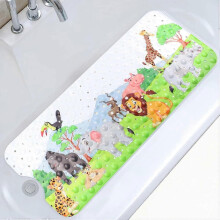 Non-Slip Bath Mat 100x40cm, Anti-Slip Bathtub Mat with 200 Suction Cups PVC Material, Shower Mat with Cartoon Marine Animals for Children and Baby (Zo