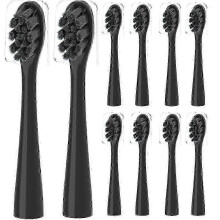 Enhanced 10 Pack Black Brush Heads compatible with Wondersmile Electric Toothbrush, Quality Replacement
