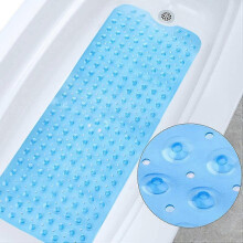 Non Slip Bath Mat, 100 x 40cm Extra Long Non Slip Bathtub Mat/Shower Mat with 200 Suction Cups, Machine Washable (Clear Blue)1pcs
