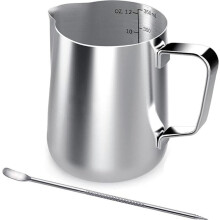 Pichet à lait portatif en acier inoxydable de 350 ml, avec graduation et stylo pour latte art.