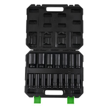 1/2" Deep Impact Socket Set Metric 16pc 10-32mm 6 Point Chrome Vanadium 78mm