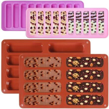 Moule à barres de muesli 4 pièces, moule en silicone, moule rectangulaire réutilisable en silicone, moule à chocolat lavable, silicone a