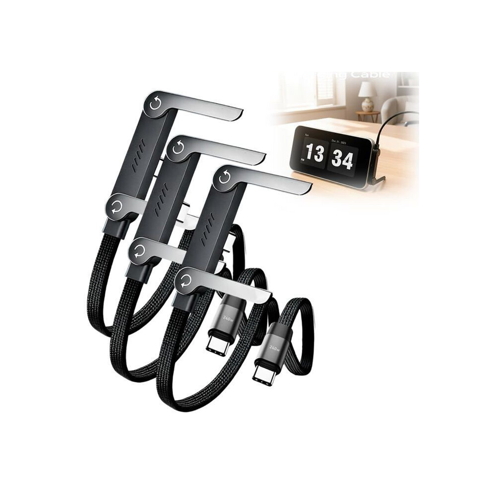 2-In-1 Charging Cable With Invisible Stand, New 240W 1.5M Fast Charging Cable With Built-In Phone Holder, 3Pcs 6279779410318