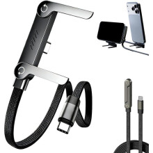 Cavo di ricarica invisibile 2 in 1 generico con supporto a T - Cavo intrecciato Type-C per ricarica rapida da 240 W, 1,5 m, per tutti i tele