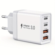 40W USB-C Schnellladegerät, 4-Port Multi-USB-Ladegerät mit PD und QC3.0, USB-C Netzadapterstecker kompatibel mit iPhone etc.