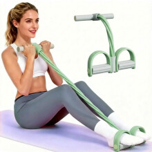 Faixa elástica de resistência para pedais com pega, faixa de resistência multifuncional de seis tubos, feita de borracha natural - Verde
