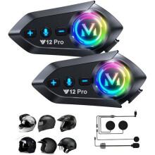 x Motorfiets Intercom Kit Bluetooth 5.4 Dual-Chip Audio-Multitasking Motorfiets Communicatiesysteem, 500M Communicatiesysteem
