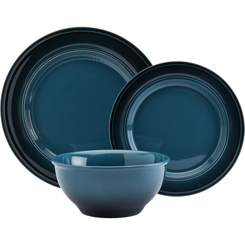 Festival Dinnerware Set Stoneware Ombre Glaze 12 Piece
