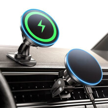 Kabellose 15-W-Autohalterung mit 360 drehbarem Autoladegerät und Smart-Chip für iPhone 15, 14, 13 Pro Max und Samsung