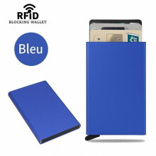 Veilige RFID-beveiligde metalen kaarthouder – Anti-RFID-bescherming – Capaciteit voor 6 kaarten – Ultralicht en compact – Blauw