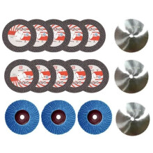 16-osainen 75x10 mm:n kulmahiomalaikkasetti puulle ja metallille, HSS-kovametallikiillotuslevy 12 V:n minikulmahiomakoneelle