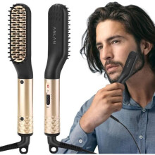 Baardstijltang, multifunctionele stijltangborstel, verwarmde kam met instelbare temperatuur, anti-verbrandingsbaardstijltang.