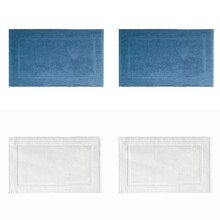 4PCS White Cotton Bath Mats, Absorbent Hotel Spa Shower Bathtub Mats, Machine Washable Floor Towel (Not A Bathroom Rug)