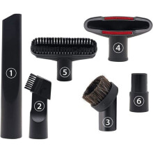 6-delige accessoire set voor stofzuigers, geschikt voor 32 mm en 35 mm zuigmondstukken, voor Karcher en Rowenta stofzuigers.