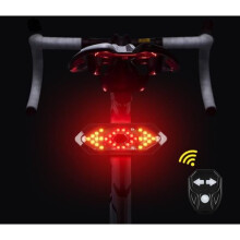 Luz traseira de bicicleta conectada com indicadores de direção - Recarregável via USB - Preta - Unissex