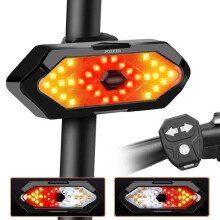 Intermitente para bicicleta, luz trasera inalámbrica con control remoto, recargable por USB, con efectos de sonido, 5 modos de iluminación y