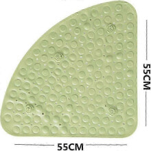 2025 Bathtub non-slip shower mat with shower or tub drain hole, PVC triangular bath mat 54 x 54 cm, green