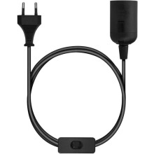 Portalámparas E27 con cable - Portalámparas para bombilla con cable de alimentación, enchufe e interruptor - Cable de 1,8 m (negro)
