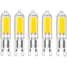 5-pack 2W G9 Base COB LED Capsule Bulbs 220V 200 Lumen for Chandelier, Desk Lamp, Wall Sconce, Warm White 3000K