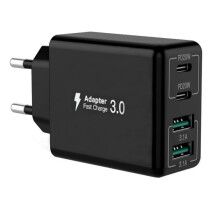 USB-C Charger, 55W 4-Port USB-C, Dual-Port PD+QC Fast Charging Pad, Multiport Type-C Charger Compatible with iPhone and Samsung