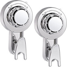 Set van 2 krachtige zuignaphaken, handdoekhaken, badkamerwandhaken met zuignap (zilver)