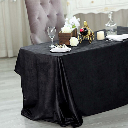 Black Velvet Rectangular Tablecloth 90 x 132 in 1