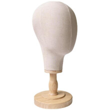 Présentoir à perruque, tête de mannequin de perruque de 54 cm avec support en bois, présentoir à perruque amovible, présentoir à chapeau